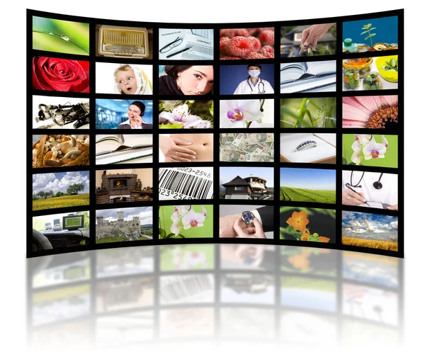 Televíziós gyártás fogalma. TV film panelek — Stock Fotó