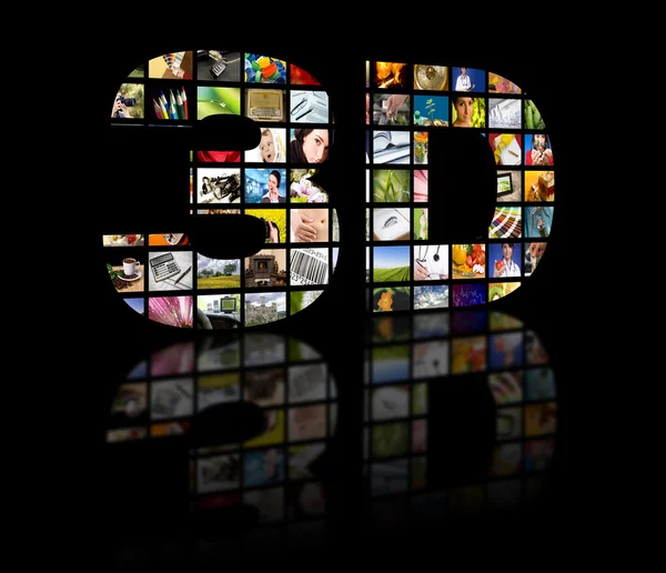 3D televisie concept beeld. TV film panelen — Stockfoto