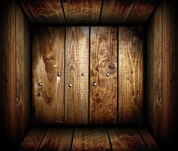 Dans une caisse en bois vide. Boîte en bois — Photo