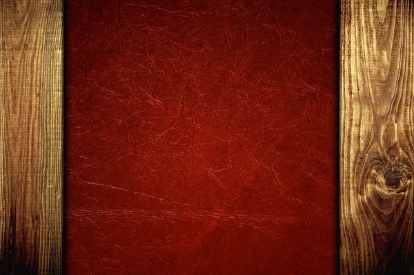 Rotes Leder mit Holzpaneelen — Stockfoto