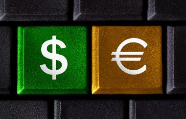 PC keyboard with two money keys clipart