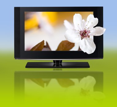 3D television. TV LCD in HD 3D. clipart