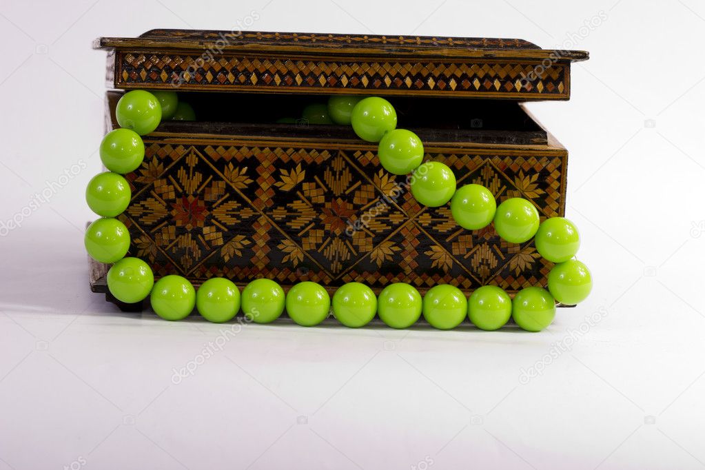 An old wooden box for jewelry