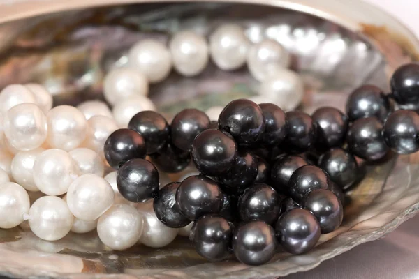 Fregadero y las perlas blancas y negras — Foto de Stock