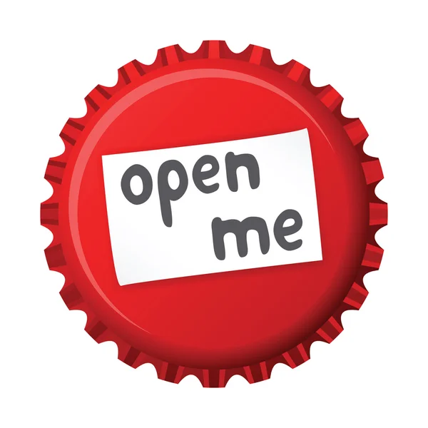 Red bottle cap "open me " — стоковый вектор