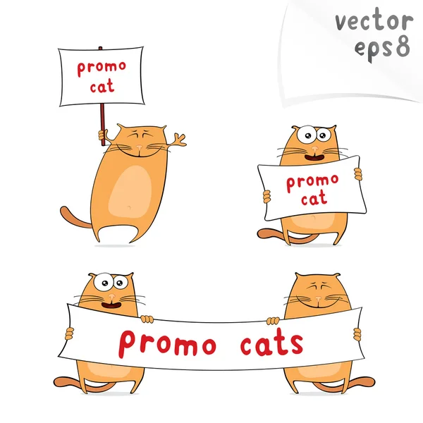 Desenhos animados promo gatos — Vetor de Stock