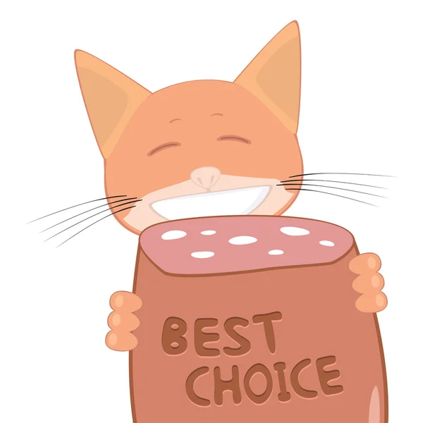 猫和"最佳选择"香肠 — 图库矢量图片