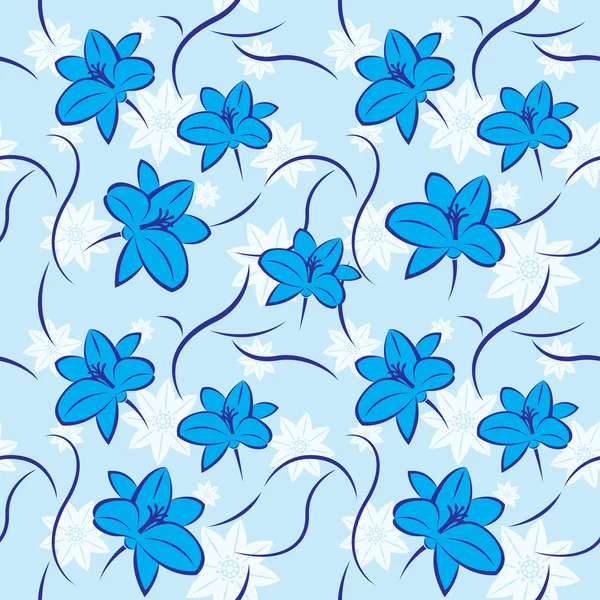Blue flowers seamless — Stock Vector