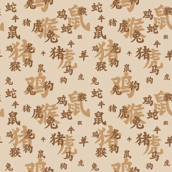 Zodiaque chinois sans couture — Image vectorielle