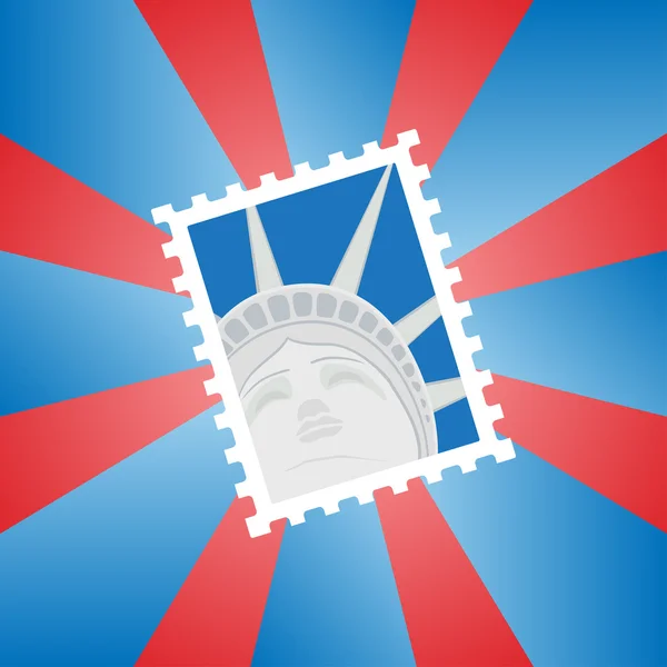 Postage stamp with the Statue of Liberty — Stock Vector