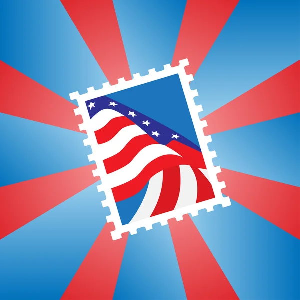 Carimbo postal com a bandeira americana — Vetor de Stock