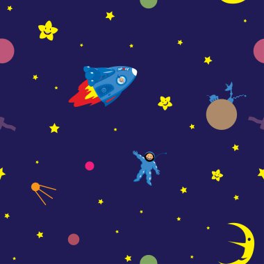 Cartoon space seamless texture clipart