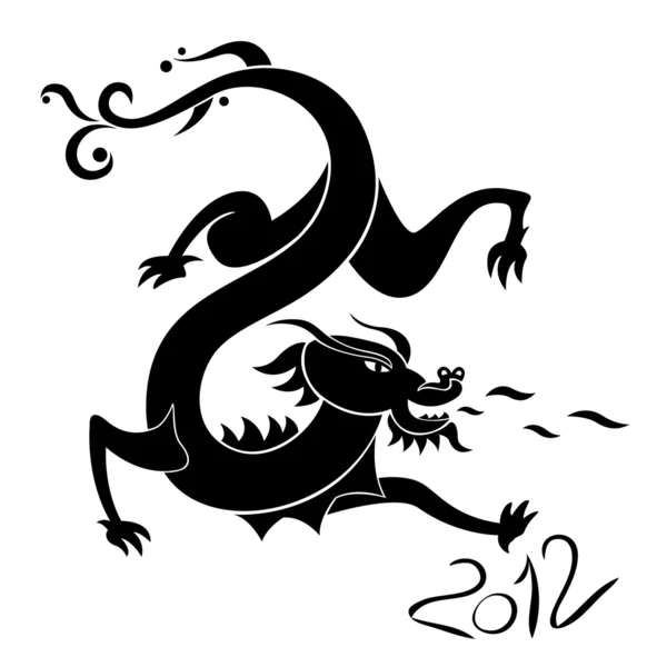 Dragón negro y año 2012 — Archivo Imágenes Vectoriales