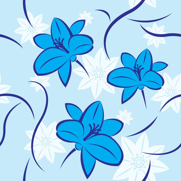 Blue lilies seamless — Stock Vector