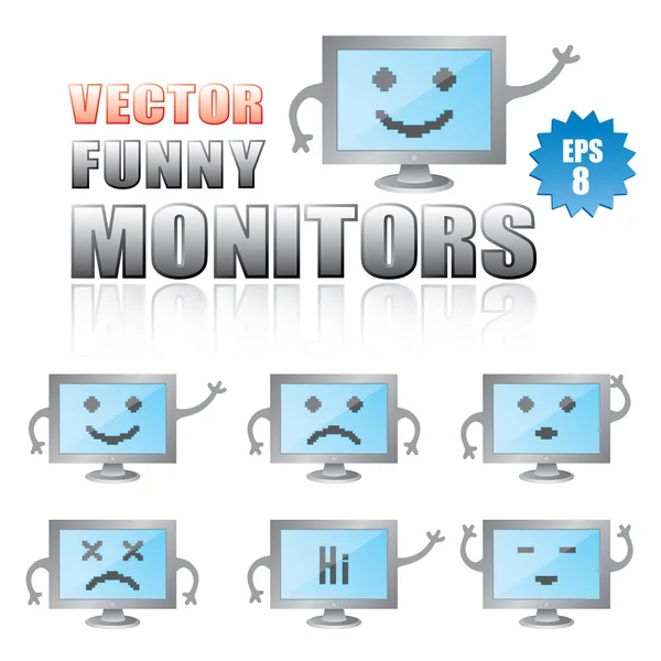 Vtipné kreslené monitory — Stockový vektor