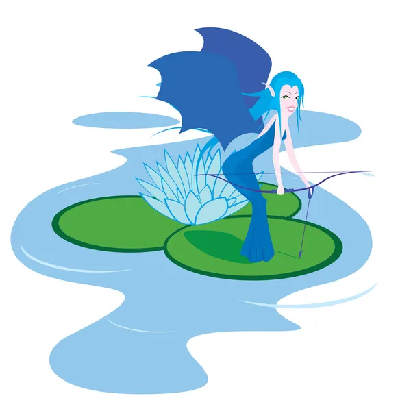 Water fairy with bow — Stock Vector