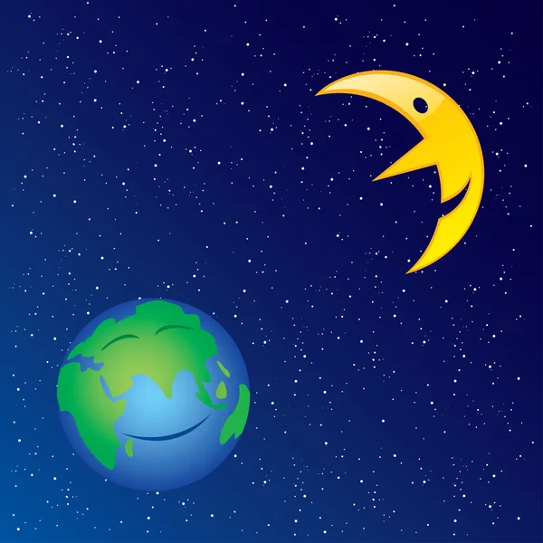 Earth and Moon — Stock Vector