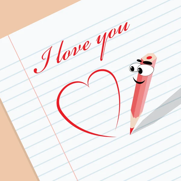 Chico de dibujos animados crayón en el amor — Vector de stock