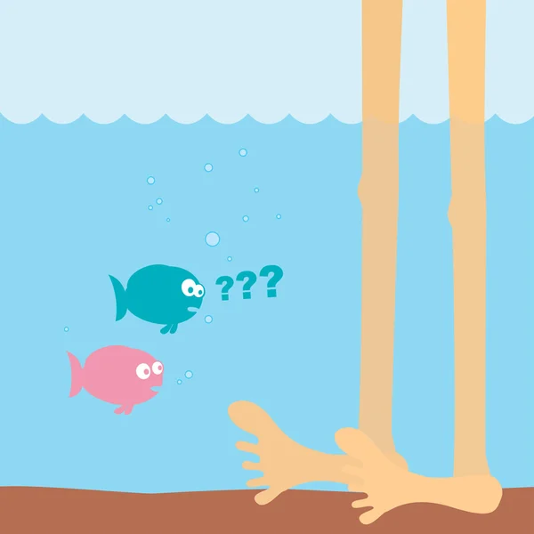 Cartoon fiskar och Bottensatser — Stock vektor
