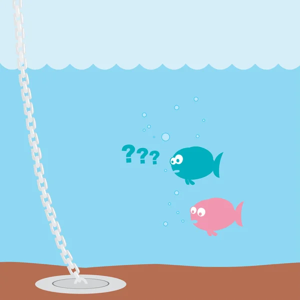 Γελοιογραφία ψάρια και βύσμα — Διανυσματικό Αρχείο