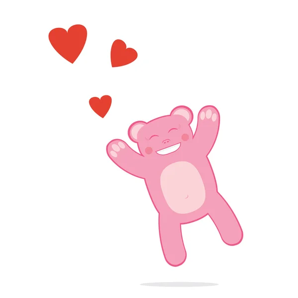Menina urso dos desenhos animados no amor — Vetor de Stock