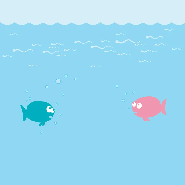 Kreslený ryb a pulců — Stockový vektor