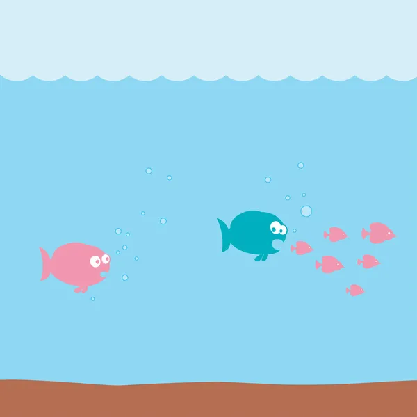 Śmieszne kreskówka ryb pod wodą — Wektor stockowy