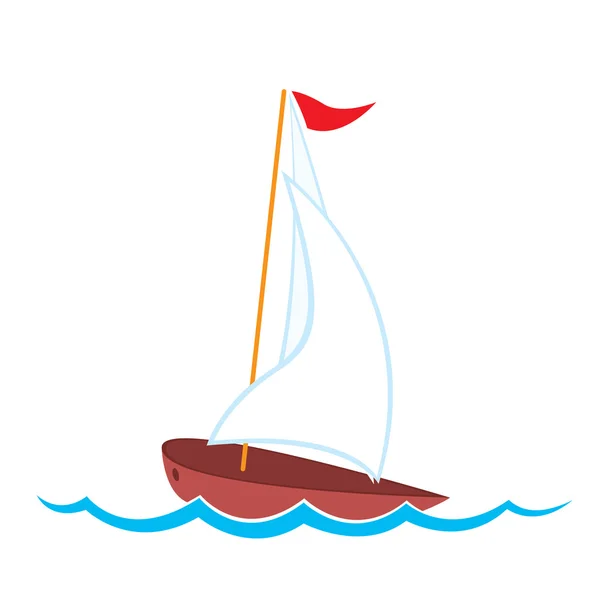 海の漫画ヨット — ストックベクタ