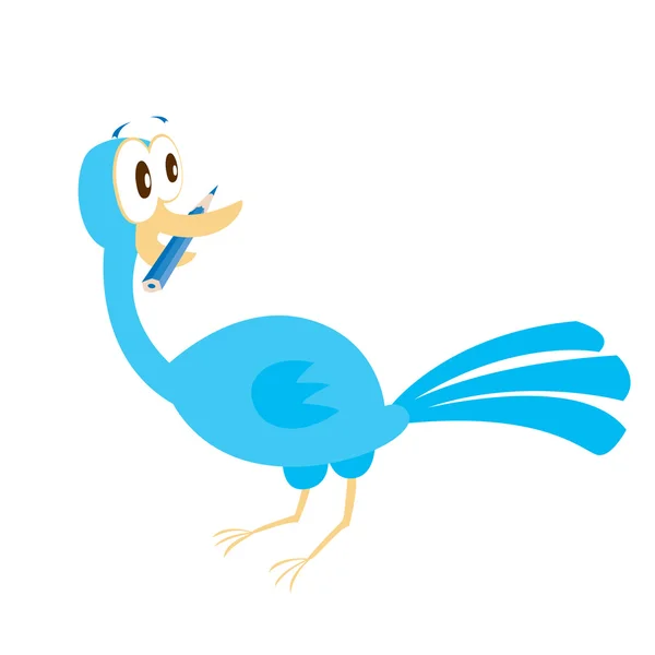 Blauer Vogel mit Wachsmalstift — Stockvektor