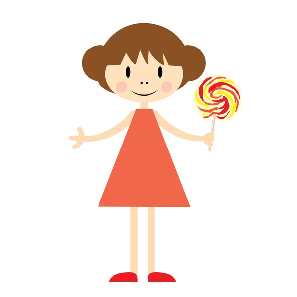 Petite fille avec sucette — Image vectorielle
