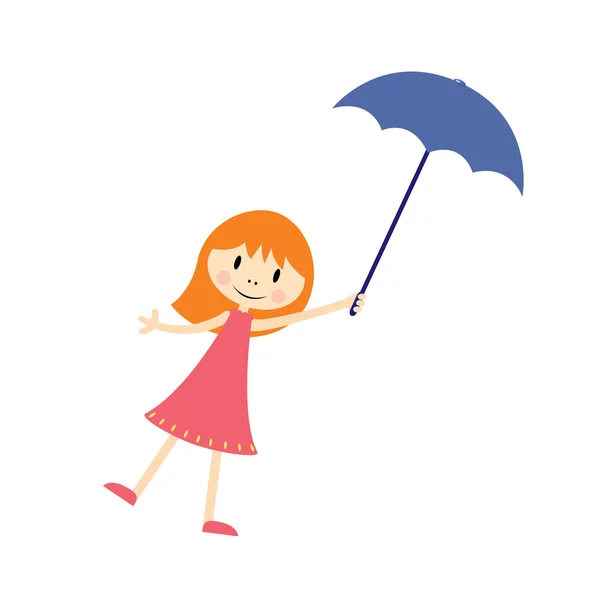 Şemsiyeli küçük kız — Stok Vektör