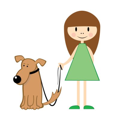 Girl with dog clipart