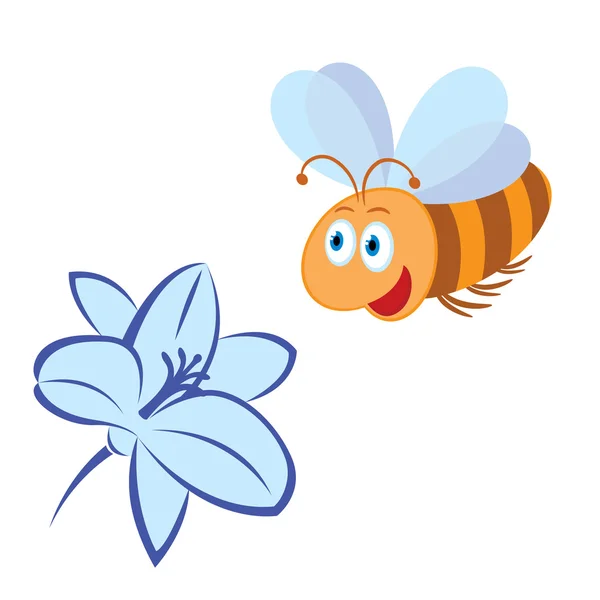 Rajzfilm méh és virág — Stock Vector