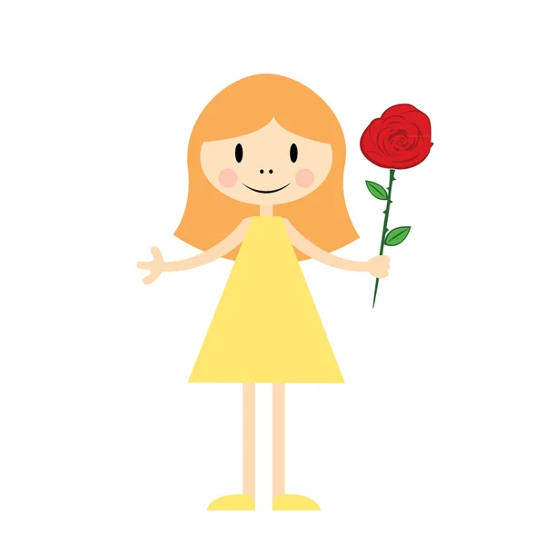 Petite fille avec rose — Image vectorielle