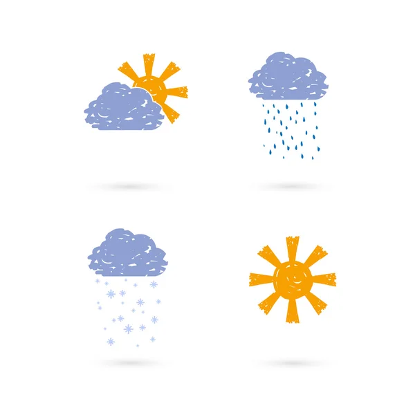 Hands draw meteo icons — Stock Vector