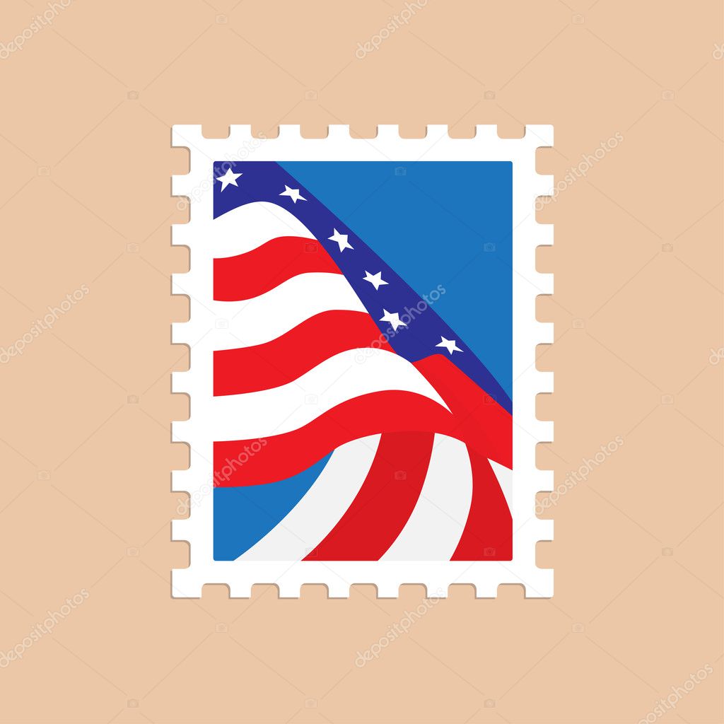 Postage stamp with the American flag