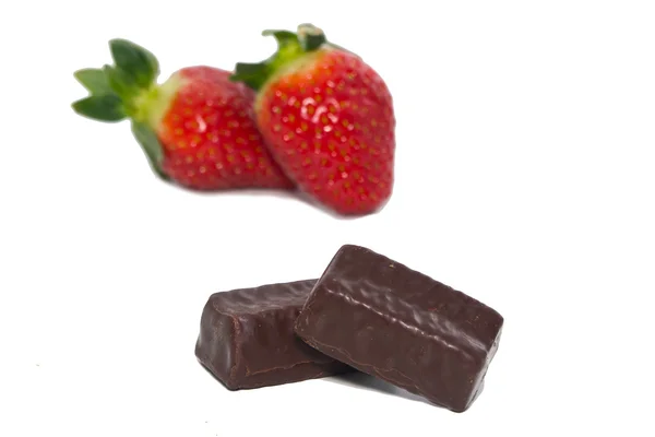 Strawberry and choco candy — Stock Photo, Image