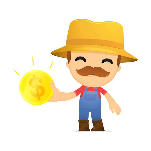 stock vector Funny cartoon farmer