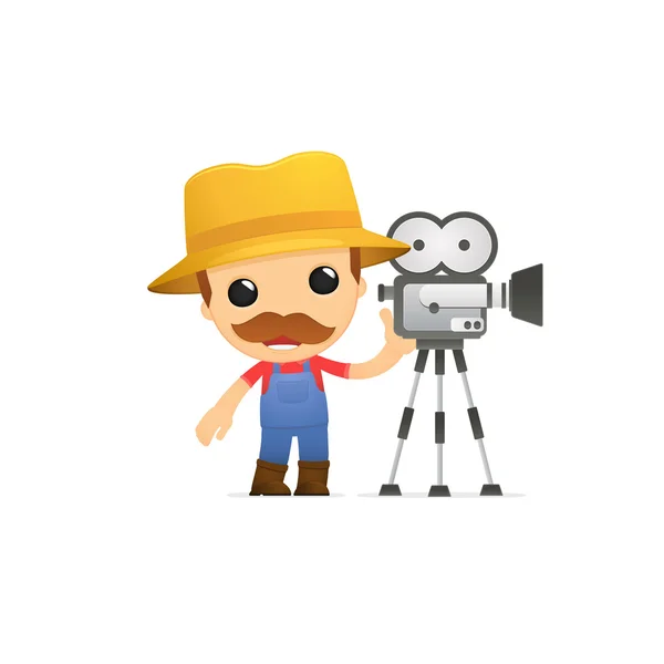 stock vector Funny cartoon farmer