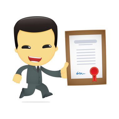 Funny cartoon asian businessman clipart