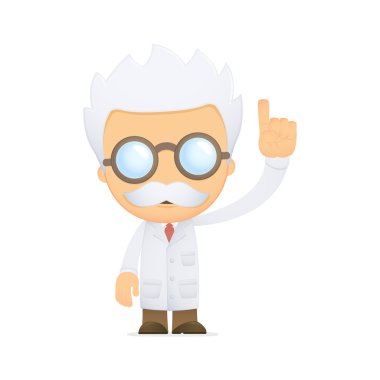 Funny cartoon scientist clipart