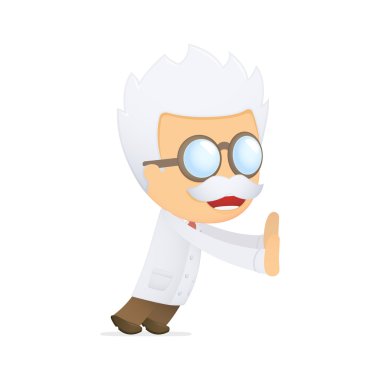 Funny cartoon scientist clipart