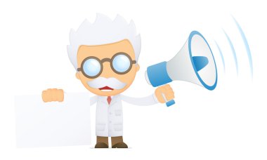 Funny cartoon scientist clipart