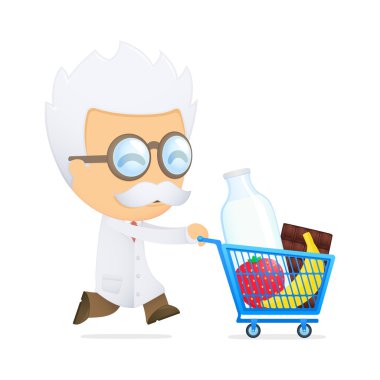 Funny cartoon scientist clipart