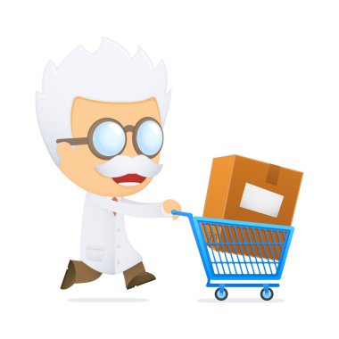 Funny cartoon scientist clipart