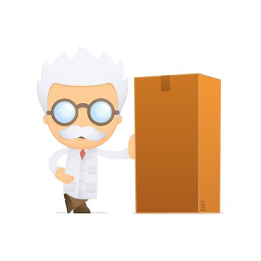 Funny cartoon scientist clipart