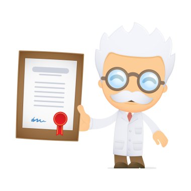 Funny cartoon scientist clipart