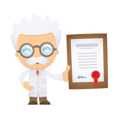 Funny cartoon scientist clipart