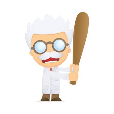 Funny cartoon scientist clipart