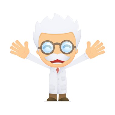 Funny cartoon scientist clipart